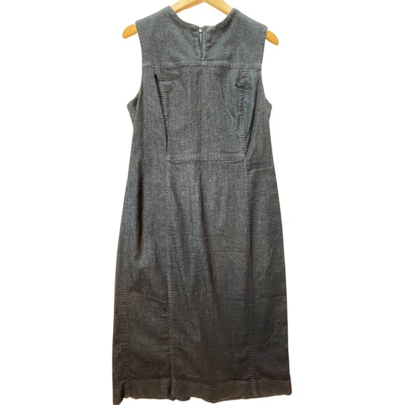 Banana Republic Denim Dress Midi Sleeveless Sheath Dark Wash Split V Neck 14 - Picture 12 of 14